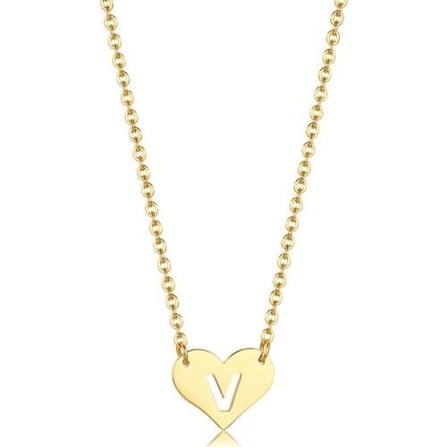 Personalized Custom Initial Chocker Necklace Heart Letter Pendant Stainless Steel Women Girls Jewelry