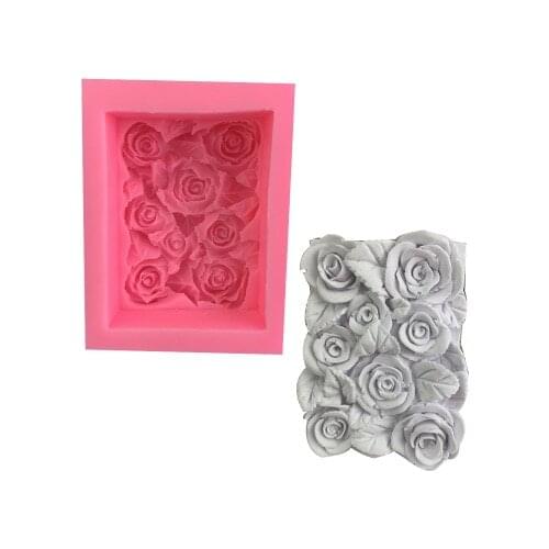 Rectangular Rose Silicon Mousse Ice Cream Glue Mold Soap Handmade Plaster Epoxy Decorations and Ornaments Candle Moluld