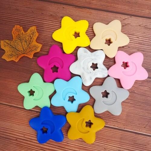 Chenkai 10PCS Silicone Star Teether DIY Baby Pacifier Dummy Pendant Nursing Soother Grasp Jewelry Sensory Toy Gift BPA Free