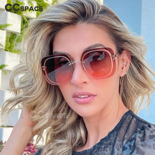 53115 Oversized Square Rimless Hot Sunglasses Women Popular Brand Designer Retro Men Summer Style Sun Glasses Uv400 Eyeglasses