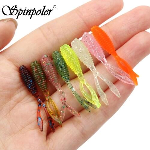 Spinpoler Micro Baby Shad SwimBAIT Soft Plastic Fishing Lure 0.3G 36MM Carp Rig Bait Drop Shot Rock Bait Shone 2 tials 10pc/pack