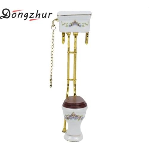 Dongzhur Miniatura Toilet Dollhouse 1:12 Miniatures Accessories Retro Toy House Ornament Kit Miniatures Doll House 1:12 Dropship