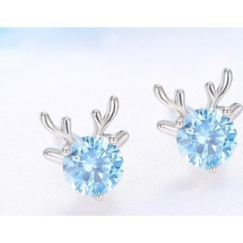 One deer has your pure silver earrings, female S925 silver antler earrings, Christmas gift jewelry