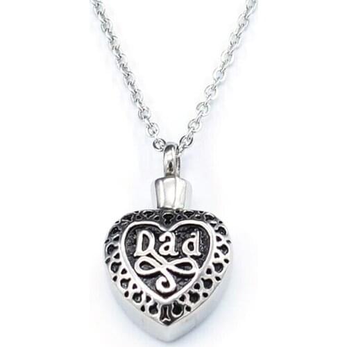 Heart Urn Necklace for Ashes - Cremation Jewelry Keepsake Dad Memorial Pendants