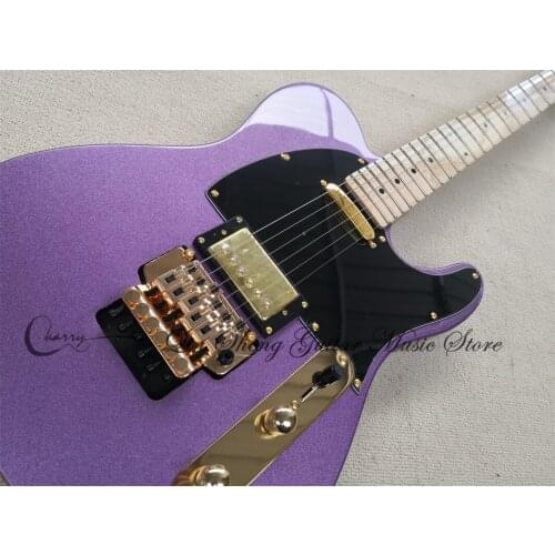 Order booking 6 strings tel electric guitar, metal purple guitar,,tremolo bridge SH pickups,Gold buttons