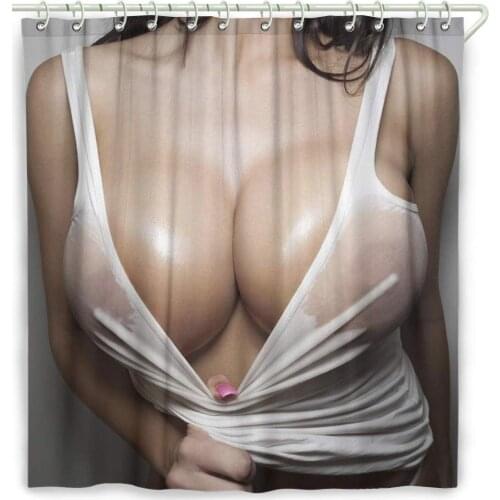Custom Sexy Hot Girl Sexy Woman Breast Bathroom Shower Curtain