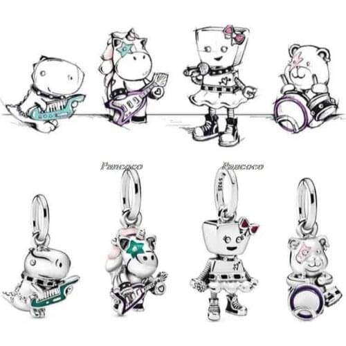 925 Sterling Silver Bead Bella Bot Punk Band Pendant Charm Fit Pandora Bracelets & Necklace Women Diy Jewelry