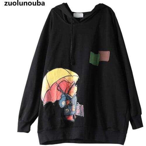 2020 Autumn And Winter Retro Womens Hoodie New Loose And Versatile Printing Stitching Fashion Casual Harajuku Ladies Sweatshirt