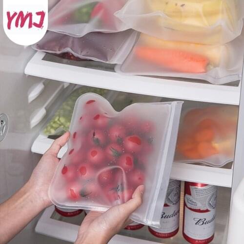 1pc Silicone Food Storage Containers Leakproof Containers Reusable Stand Up Zip Shut Bag Cup Fresh Bag Food Storage Bag