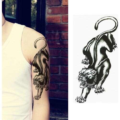 1pcs Fantasy beast leopard Hot Black White Large Flower Henna Temporary Tattoo Black Mehndi Style Waterproof Tattoo Sticker