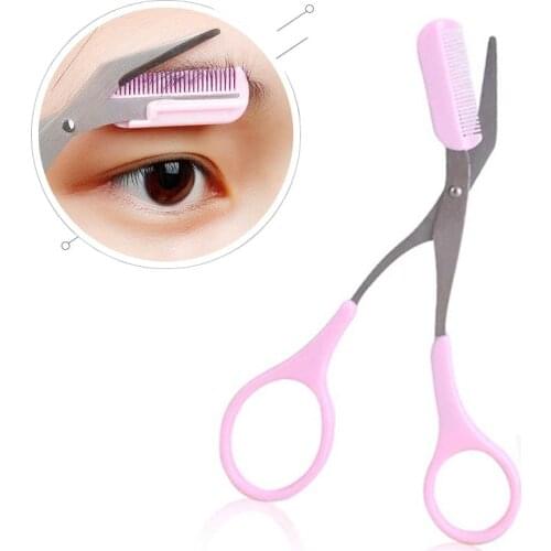 1pcs Eyebrow Trimmer Scissors Comb Eyelash Hair Scissors Clips Shaping Eyebrow Razor Grooming Trimmer TN