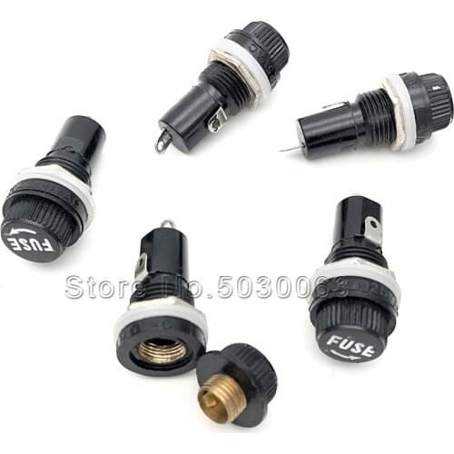 10pcs/lot Black knob 5*20MM FUSE Fuse holder glass tube 10A250V Safety Pipe Seat fuse seat base High temperature resistance