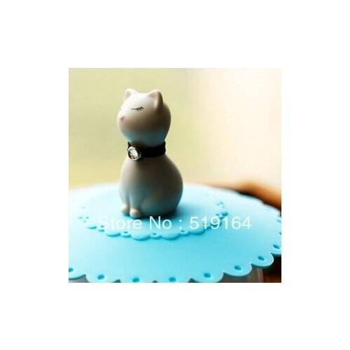 2PCS/LOT High Quality Lovely Silicone Water Cup Lid Cat Shape Anti-dusty Cover