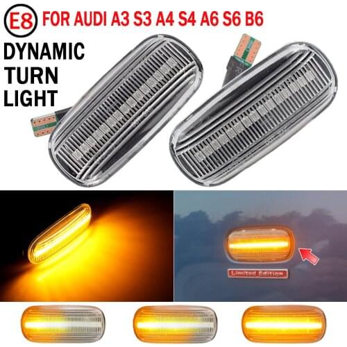 2pcs Dynamic Flowing LED Turn Signal Side Marker Light Blinker Lamp For Audi A6 S6 RS6 C5 2000-2005(no fit for A6 C5 2001 2002)