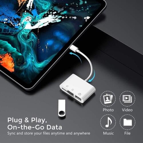 Type C SD/TF Memory Card Reader Adapters 3 in 1 USB C to USB 2.0 Adapter Camera Connection Kit Tranfer for iPad Pro New MacBook