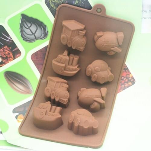 4 Cavity Plane ship train car shape handmade Chocolate Fondant cake mould Baking mold DIY tools