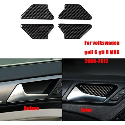 4Pcs Car Carbon Fiber Car Door Inside Handle Stickers for VW Golf 6 R MK6 08-12