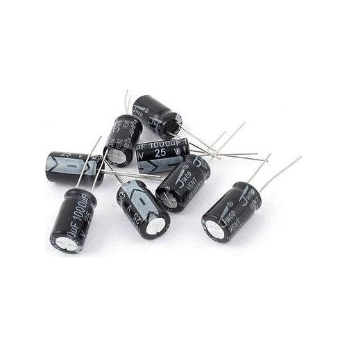 8 Pcs 25V 1000uF 105C Radial Lead Electrolytic Capacitor 10mm x 17mm