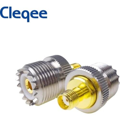 Cleqee 1PCS SMA Female to UHF Female Adapter RF Coaxial Connector SO-239 SO239 to SMA Converter