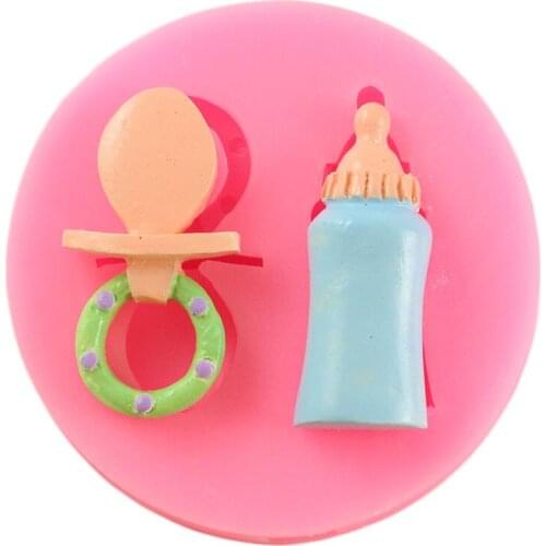 Baby Bottle Silicone Mould DIY Baby Birthday Cake Decorating Tools Cupcake Topper Fondant Mold Candy Resin Clay Chocolate Molds