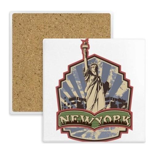 Graffiti Street New York Landmark Pattern Square Coaster Cup Mug Holder Absorbent Stone for Drinks 2pcs Gift