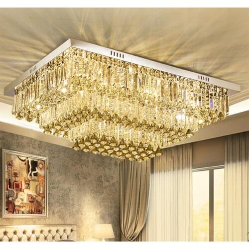 Crystal Lamps Living Room Lamps Rectangular light Modern Simple LED Ceiling Lamps Continental Atmosphere Bedroom Restaurant led