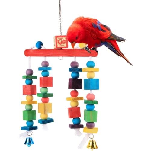 Parrot Toys Bird Supplies Parrot Gnawing Toys Diy Claw Paw Dumbbell Color Wood Rope Grinding Swing Station Ladder String Toy