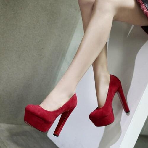 Classic Europe and America 14cm fashion sexy nightclub thick with single shoes wild thick high heel womens shoes