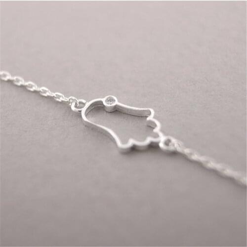 Classic Cute Hamsa Pendant Necklace Hollow out Palm frame with Rhinestone necklace for women