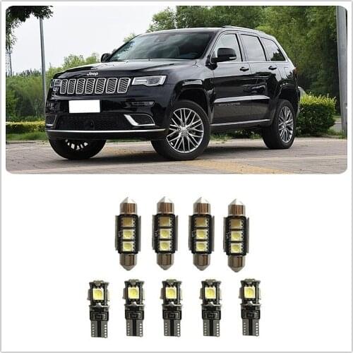 9PCS White LED Interior Package kit For Jeep Liberty Patriot Renegade TJ Wagoneer Wrangler 1990-2019