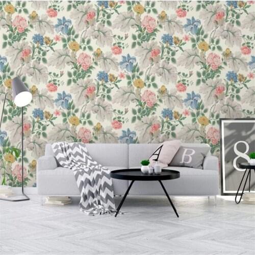 Milofi custom 3d wallpaper mural Nordic abstract hand-painted flowers and plants living room background wall decoration painting