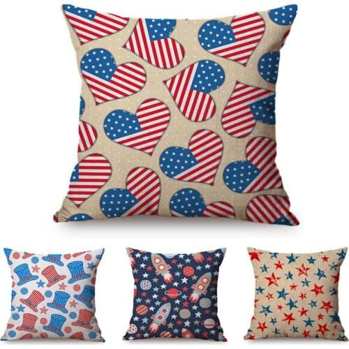 American Flag Love Style Sweet Heart Cute Pillow Cover Home Decorative Throw Pillows Linen Pillow Case Office Sofa Cushion Cover