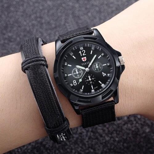 Casual Classic Design Quartz Mens Fashion Woven Wristband Nylon Watch Band Swiss Army Watch