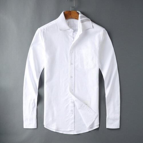 New 19ss Men Oxford Classic Grey striped Fashion Cotton Casual Shirts Shirt high quality Pocket long-sleeves Top M 2XL #M53