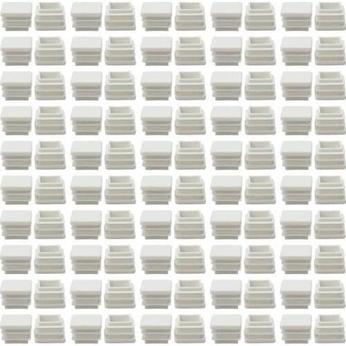 Plastic Square Ribbed Tube Insert Cover Caps Furniture Desk Chair Feet Protector 100pcs
