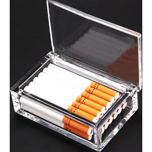 Plastic Clear Cigarette Case 20 Pcs Shining Cigarettes Box Portable Cigarette Holder Container for Smoker Lighter Package Storag
