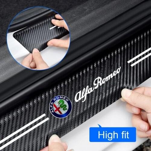 Car threshold Anti-stepping anti-scratch Trunk Welcome pedal Carbon fiber leather For Alfa Romeo Giulia Stelvio 159 147