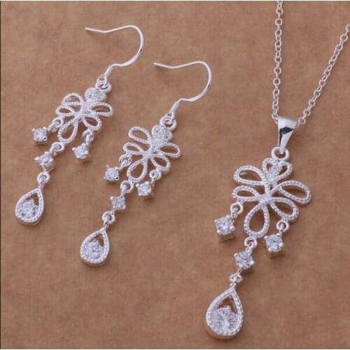 Silver plated Jewelry Sets Earring 485 + Necklace 132 /awsajnza dvqammxa AS328