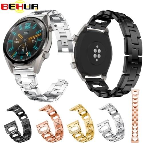 Luxury Rhinestone Band Strap For Huawei watch GT Metal Replacement Bracelet Samsung Galaxy Watch 46mm Smart Watchband Belt Strap