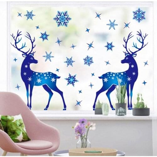 Christmas Sticker Santa Claus Xmas Elk Snowflake Faceless Doll Window Stickers Merry Christmas Feliz Navidad Decor For Home 2022