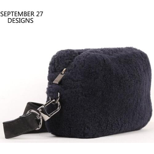 New Fashion Plush Leather Bag Women First Layer Leather Sheepskin Luxury Mini Messenger Shoulder Bag Female Casual Handbag Lady