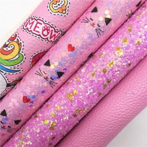 Hearts Printed Glitter Fabric, Tissel Glitter Leather with Numbers, Pink Faux Fur For Bow A4 21x29CM Twinkling Ming KM005