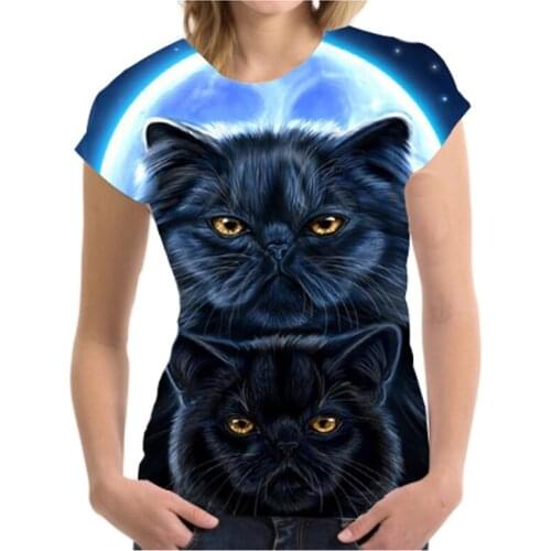 Printing Top Tees Harajuku Product New Pattern Women Dress Long Sleeve New Product 2021 Oversize Kitten Crew Neck Black