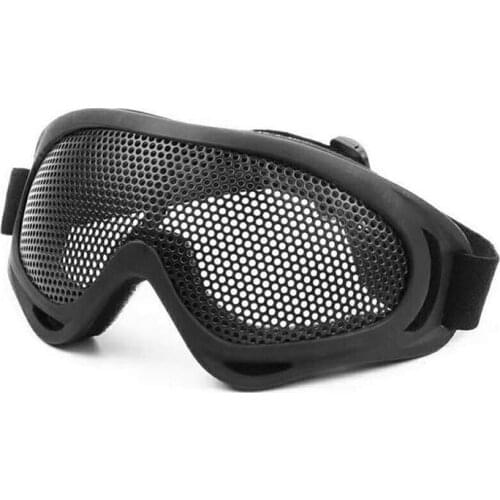 Outdoor Eye Protective Comfortable Airsoft Safety Tactical Eye Protection Metal Mesh Glasses Goggle Black