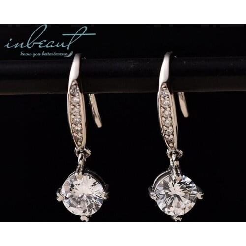 Inbeaut 2020 925 Sterling Silver Classic 4 Heart Claw Pass Diamond Test 0.5 Moissanite Drop Earrings for Women Wedding Jewelry