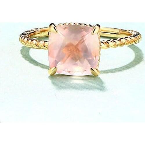 SA SILVERAGE Little Finger Ring for Women Fresh Tail Ring and Adjustable Opening Trendy Pink Crystal Lotus Stone Ring Simple