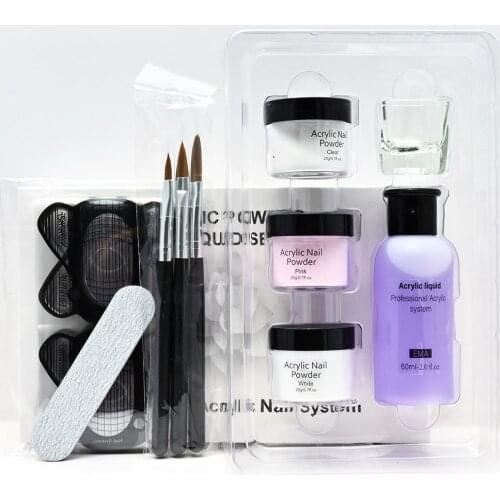 1 Set Acrylic Liquid Powder Crystal Monomer Pink/White/Clear Nail Art Dipping Paint Kit Manicure Full Salon Tools FO-9