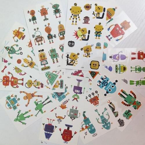 10pc Children Temporary Tatoo Sticker Waterproof Fake Tattoo Cartoon Cute Robot Mechanical Tattoos Hand Foot Tatouage Boy Girl