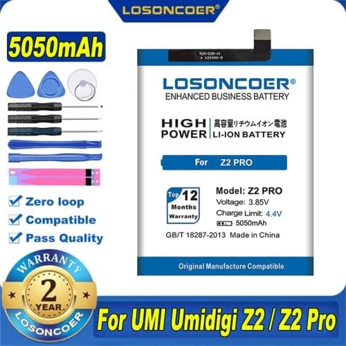 100% Original LOSONCOER 4900mAh Z2 Pro Battery For UMI Umidigi Z2 / Z2 Pro