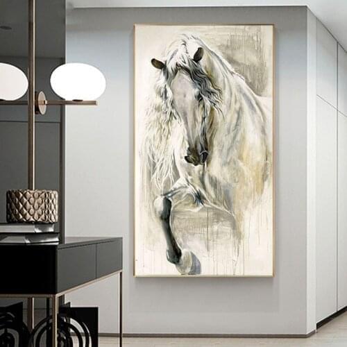 100% Hand Painted Nordic Horse Oil Painting On Canvas Art Prints Wall Art Animal Poster Pictures For Europe Room Decoration